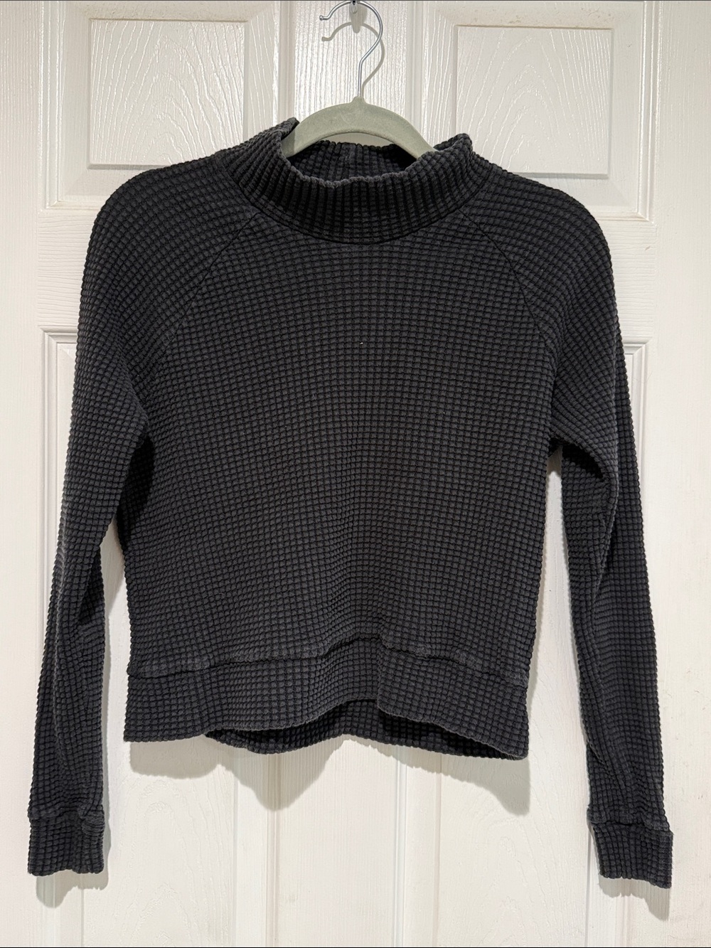 The North Face Women's Charcoal Waffle Knit Mock Neck Pullover